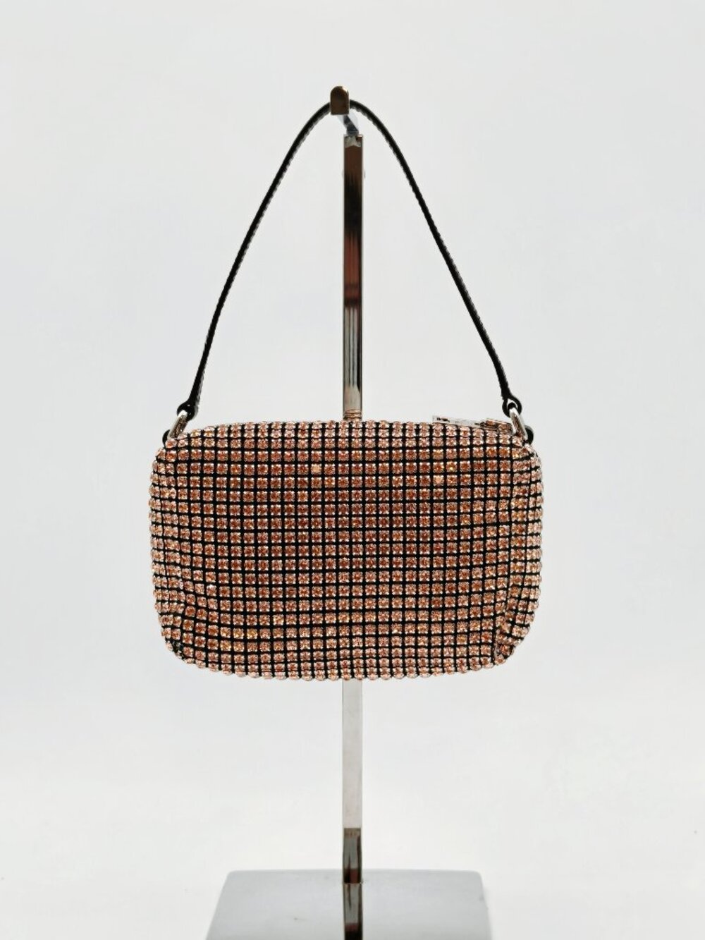 Alexander Wang Crystal Rhinestone Mini Bag Rose Gold Sparkle Evening Pouch